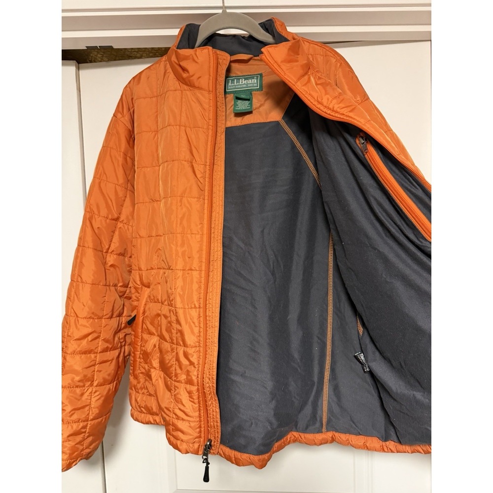 L.L. Bean, Men's Thinsulate Insulated Puffer Jacket, Orange, Mens Large - Picture 4 of 8